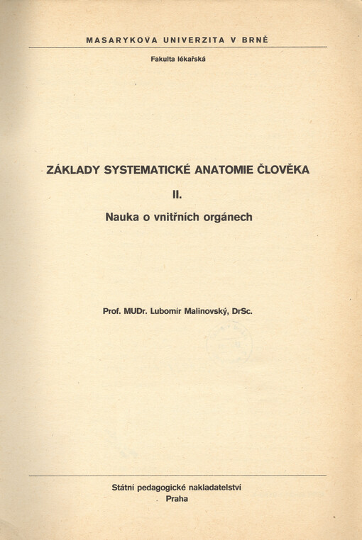 Základy systematické anatomie člověka: 2