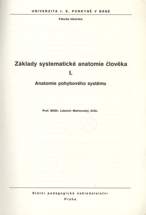 Základy systematické anatomie člověka. I., Anatomie pohybového systému