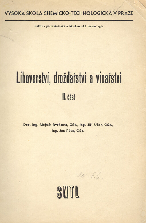Lihovarství, drožďařství a vinařství