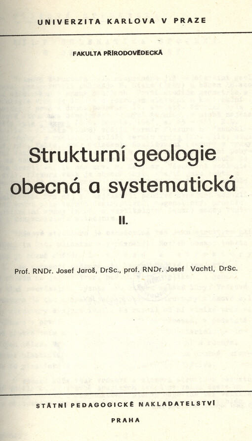 Strukturní geologie obecná a systematická II.