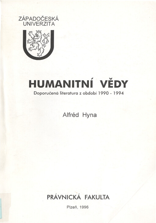 Humanitní vědy: doporučená literatura z období 1990-1994