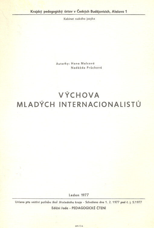 Výchova mladých internacionalistů