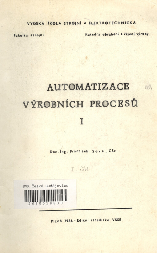 Automatizace výrobních procesů I.