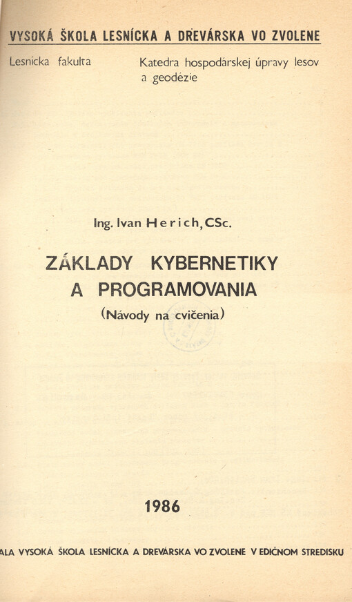 Základy kybernetiky a programovania : návody na cvičenia