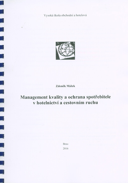 Management kvality a ochrana spotřebitele v hotelnictví a cestovním ruchu