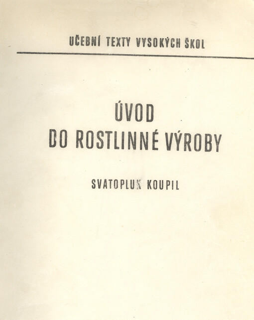 Úvod do rostlinné výroby