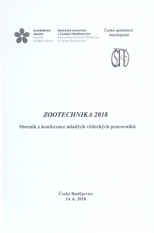 Zootechnika ... : sborník z konference mladých vědeckých pracovníků : České Budějovice ...