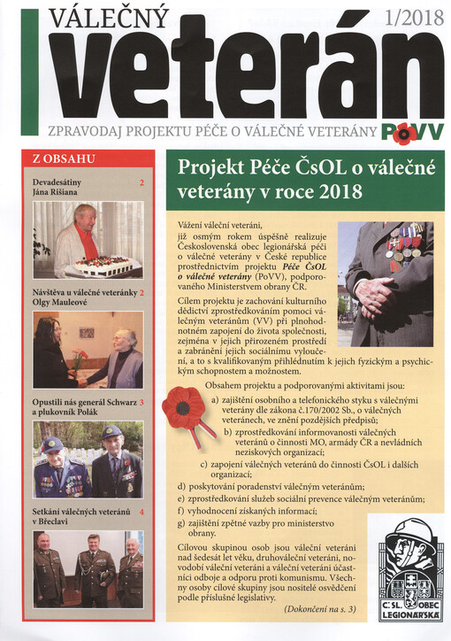 Válečný veterán : zpravodaj Projektu péče o válečné veterány