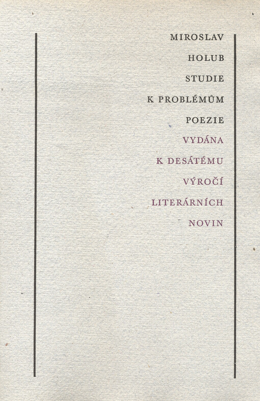 Studie k problémům poezie vydaná k desátému výročí literárních novin