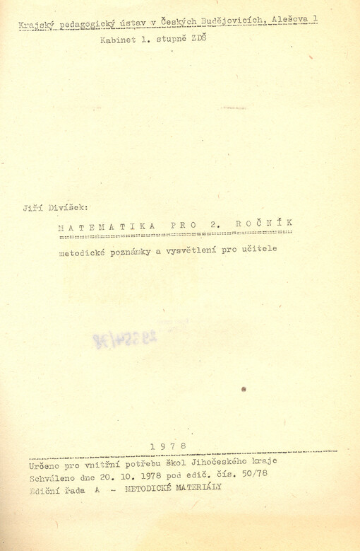 Matematika pro 2. ročník : metodické poznámky a vysvětlení pro učitele