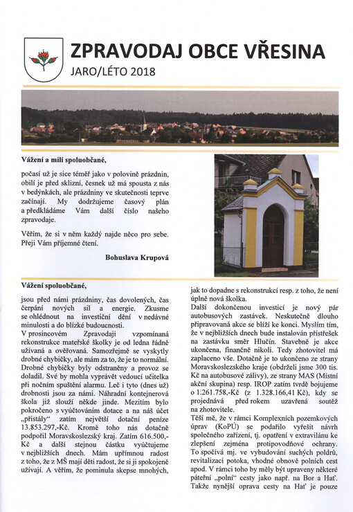 Zpravodaj obce Vřesina