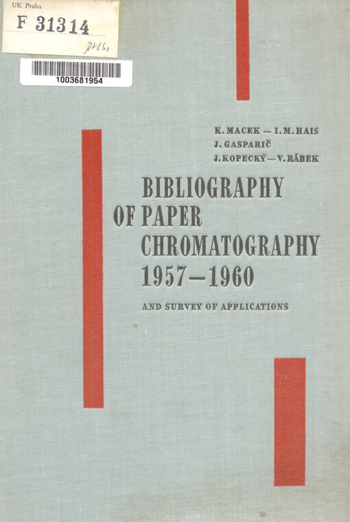 Bibliography of paper chromatography 1957-1960 and survey of applications