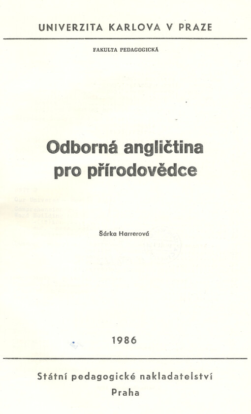 Odborná angličtina pro přírodovědce