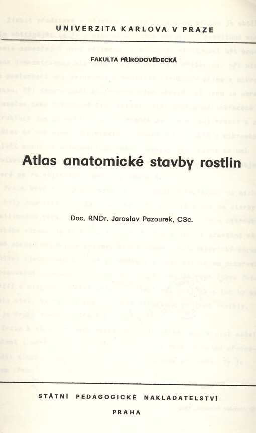 Atlas anatomické stavby rostlin
