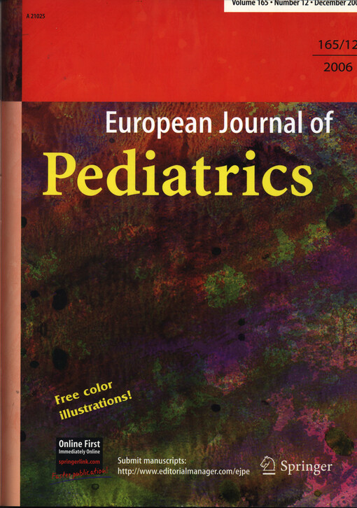 European journal of pediatrics