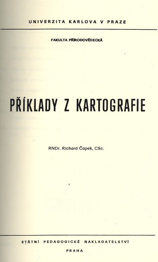 Příklady z kartografie : určeno pro posl. fak. přírodověd.