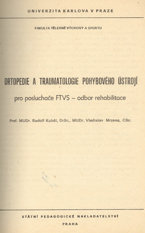 Ortopedie a traumatologie pohybového ústrojí