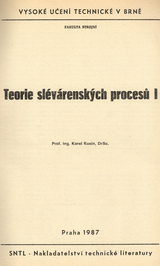 Teorie slévárenských procesů I