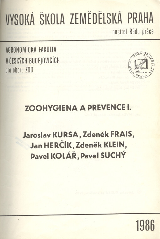 Zoohygiena a prevence I