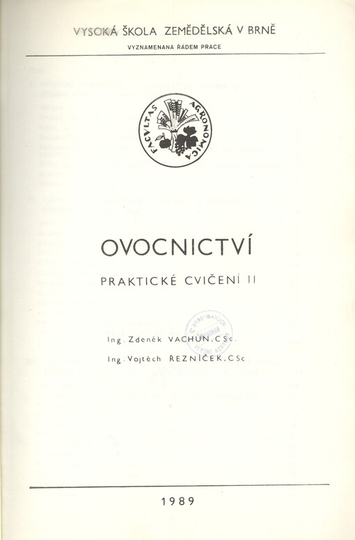 Ovocnictví : praktická cvičení II, 2., nezm. vyd.