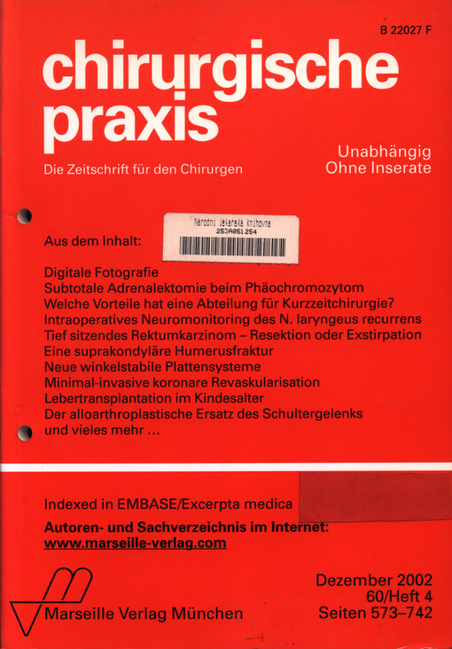 Chirurgische Praxis : die Zeitschrift für den Chirurgen