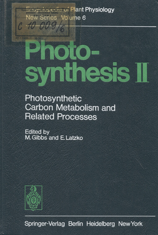 Photosynthesis. II, Photosynthetic carbon metabolism and related processes