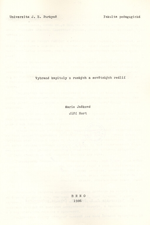 Vybrané kapitoly z ruských a sovětských reálií