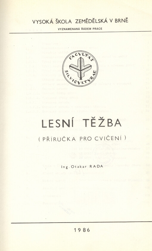 Lesní těžba : (příručka pro cvičení), 1. vyd.