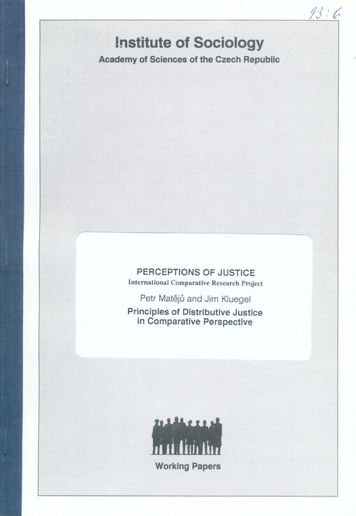Perceptions of justice. International comparative research project: Principles of distributive justice in comparative perspective
