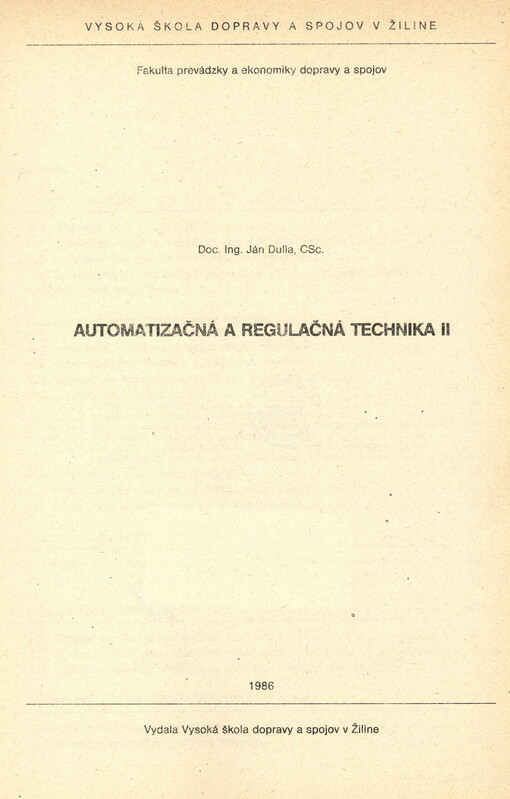 Automatizačná a regulačná technika II