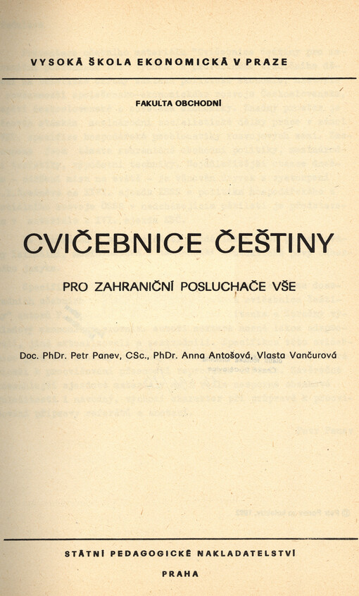 Cvičebnice češtiny pro zahraniční posluchače VŠE