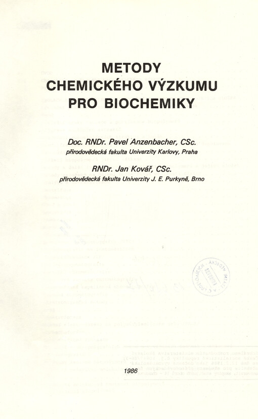Metody chemického výzkumu pro biochemiky