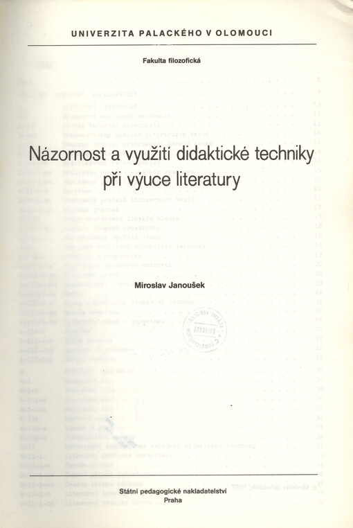 Názornost a využití didaktické techniky při výuce literatury