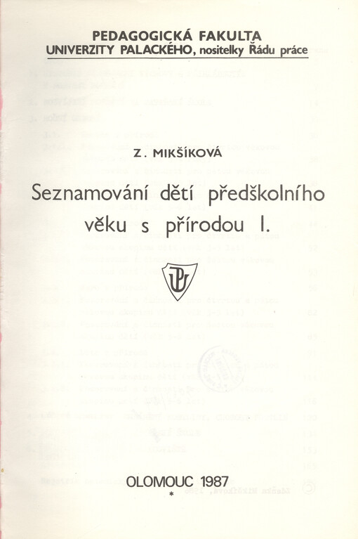 Seznamování dětí předškolního věku s přírodou.[Sv.] 1