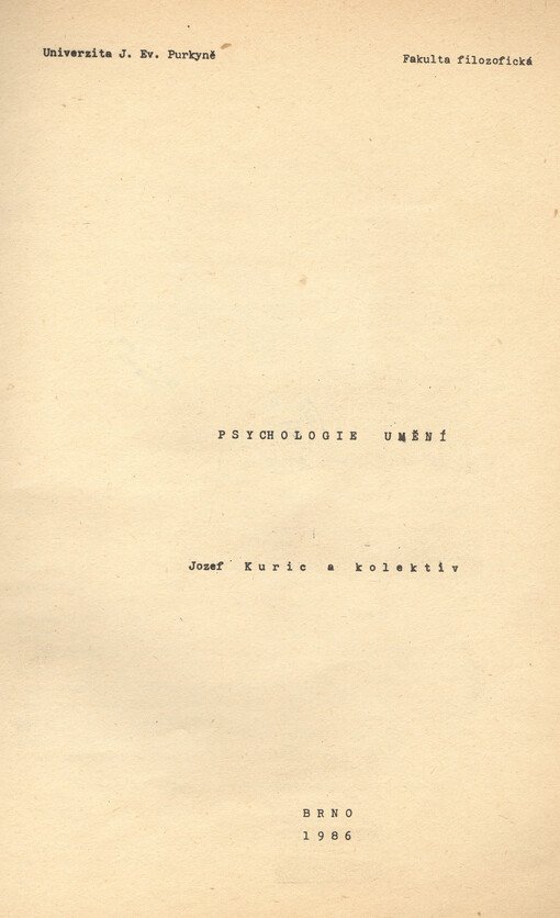 Psychologie umění :Určeno pro posl. fak. filozof.