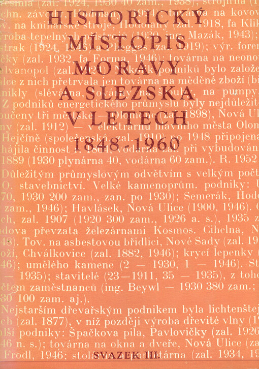 Historický místopis Moravy a Slezska v letech 1848-1960. Svazek III., Okresy: Olomouc město a venkov, Litovel, Šternberk, Mor. Beroun