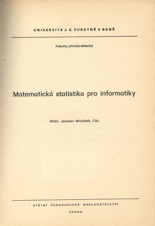 Matematická statistika pro informatiky