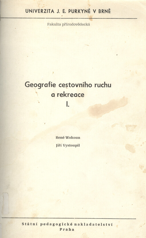 Geografie cestovního ruchu a rekreace I.