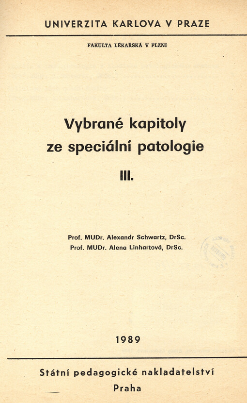 Vybrané kapitoly ze speciální patologie III.