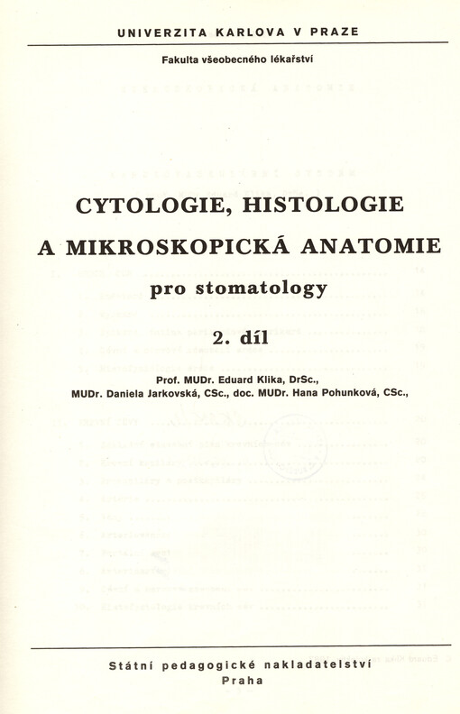 Cytologie, histologie a mikroskopická anatomie pro stomatology.2. díl