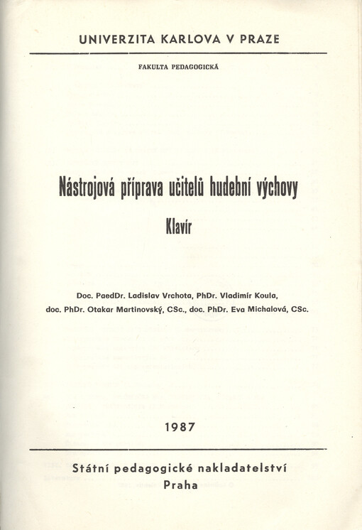 Nástrojová příprava učitelů hudební výchovy :klavír