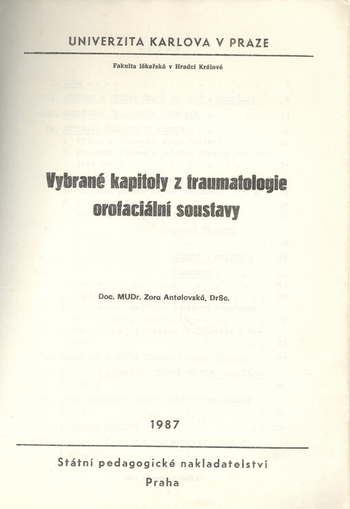 Vybrané kapitoly z traumatologie orofaciální soustavy