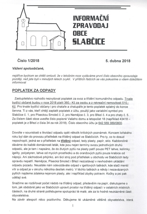 INFO - informační zpravodaj obce Slabčice