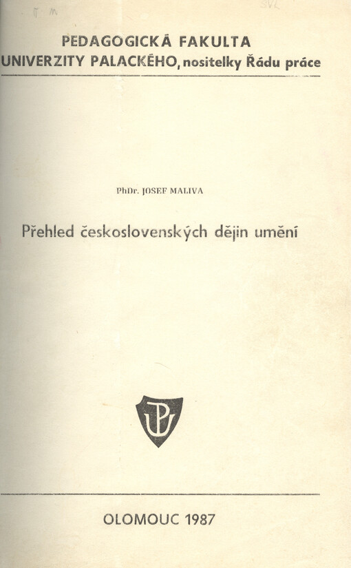 Přehled československých dějin umění : Určeno pro posl. IS, DS a doplňkového studia oboru VV a ZŠ