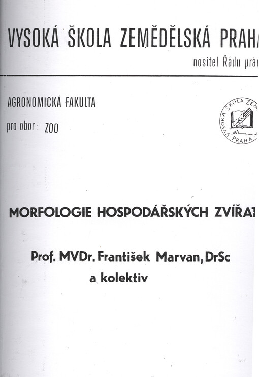 Morfologie hospodářských zvířat I