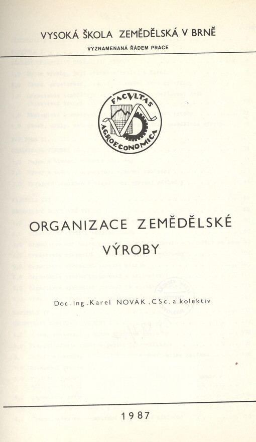 Organizace zemědělské výroby