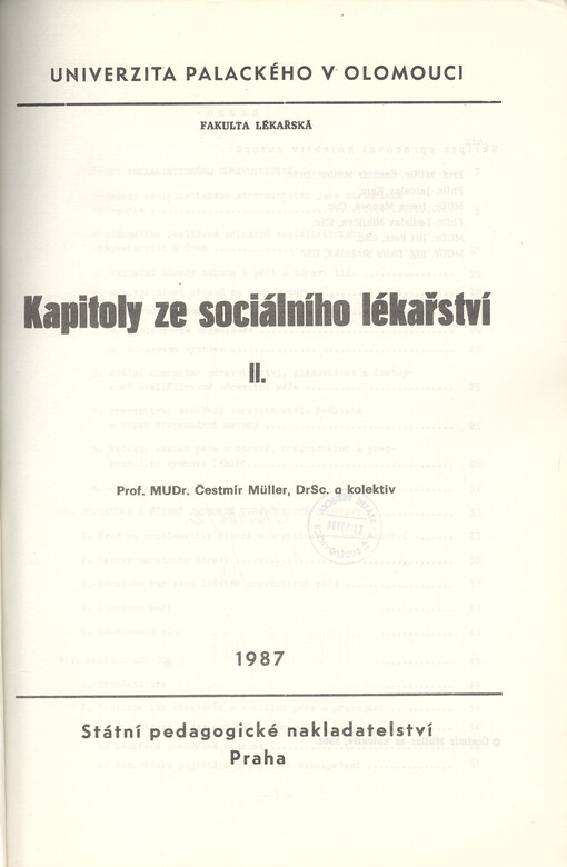 Kapitoly ze sociálního lékařství II.