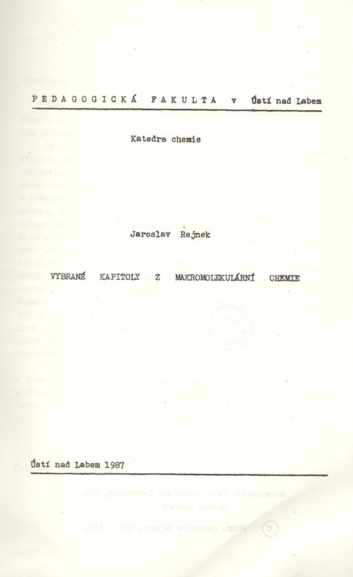 Vybrané kapitoly z makromolekulární chemie