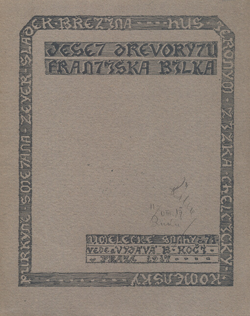 Deset dřevorytů Františka Bílka: [Purkyně, Smetana, Zeyer, Sládek, Březina, Hus, Jeroným, Žižka, Chelčický, Komenský]