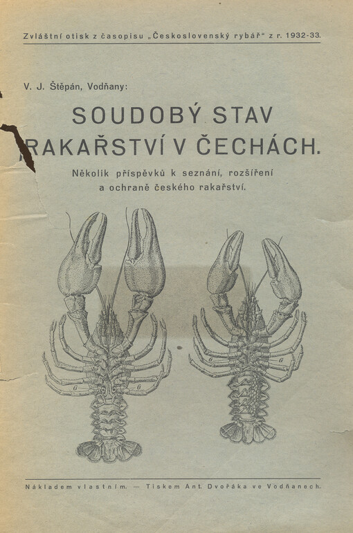 Soudobý stav rakařství v Čechách : několik příspěvků k seznání, rozšíření a ochraně českého rakařství